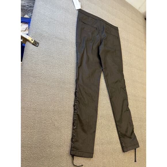 French Connection Women's Size 8 Black Coated Lace Up Pants - Picture 15 of 16